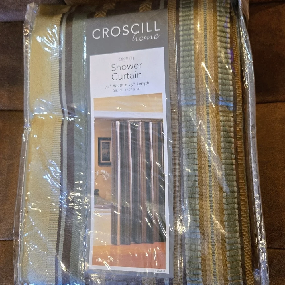 Croscill Home Fabric Shower Curtain/ Rich Striped Fall✨️Winter Hues/ NEW!